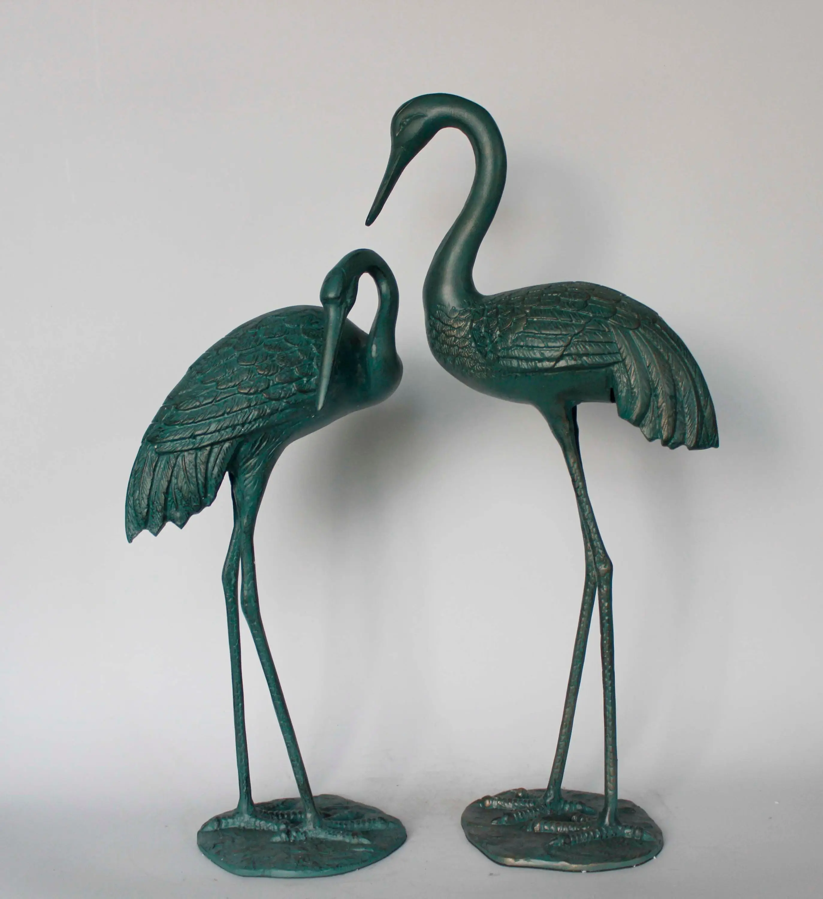 Home Decor Handicraft Cast Iron Bronze Metal Action Crane Sculpture