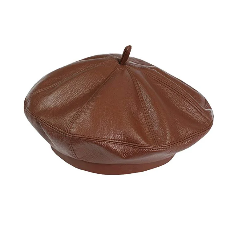 leather beret cap