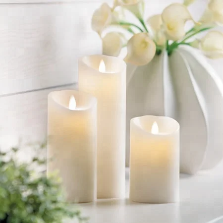 flickering ivory SOMPEX LED 5 inch pillar block candles battery operated