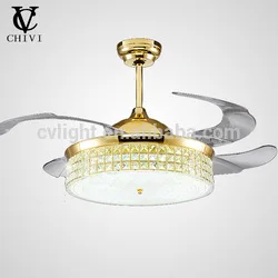 2018 New design good quality hidden blades ceiling fan lamp french with remote control fancy led light