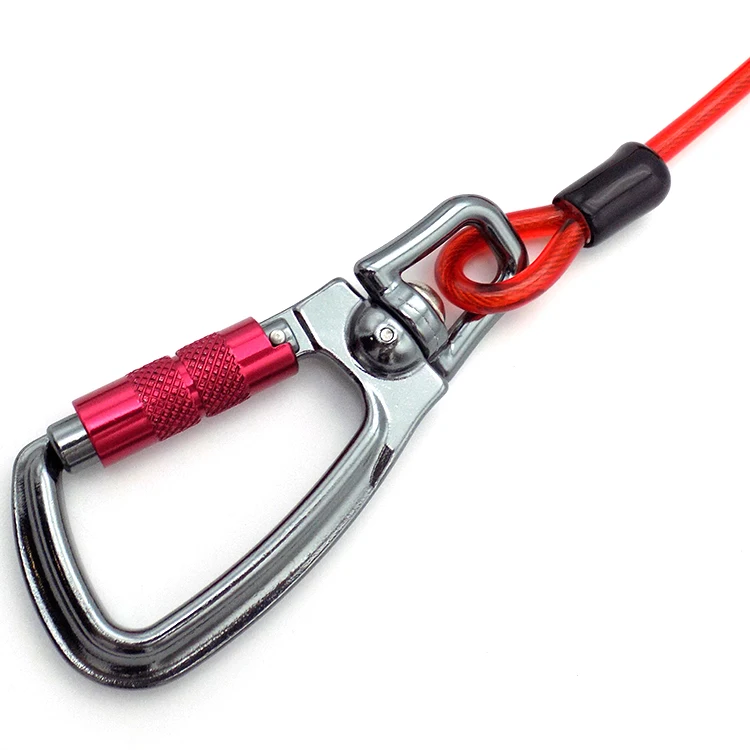Super Spring Coil Tool Lanyard With Double Screwlock Carabiners Pvc