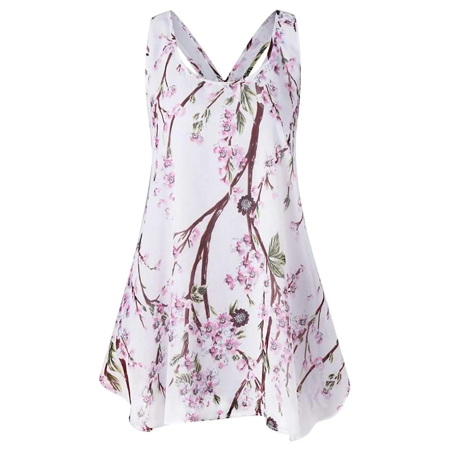 WuyiMC Women Tank Tops,Sexy Floral Plus Size Ladies Backless Blouse Vest Tank Sleeveless Tops Shirt