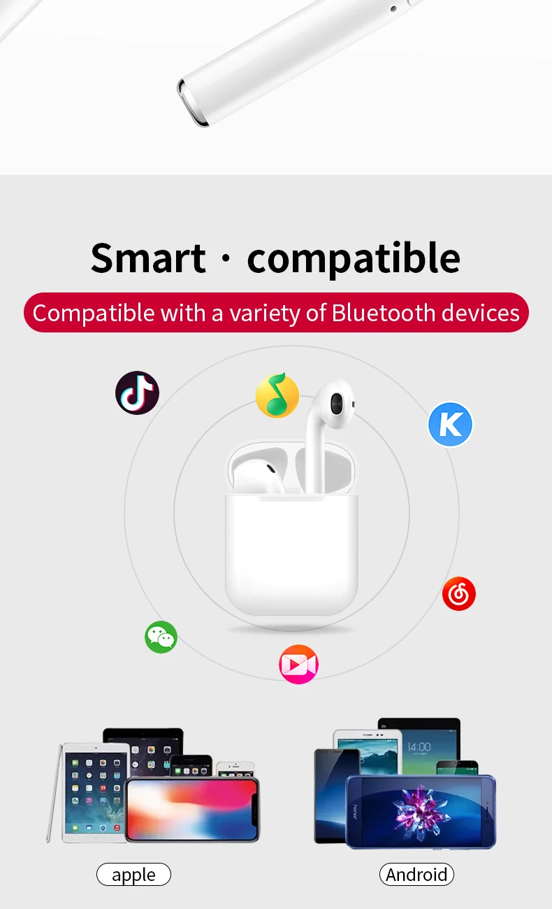 2019 Best sellers headset i10 tws earpod wireless headphones stereo earphone tws i10 earphone earbuds