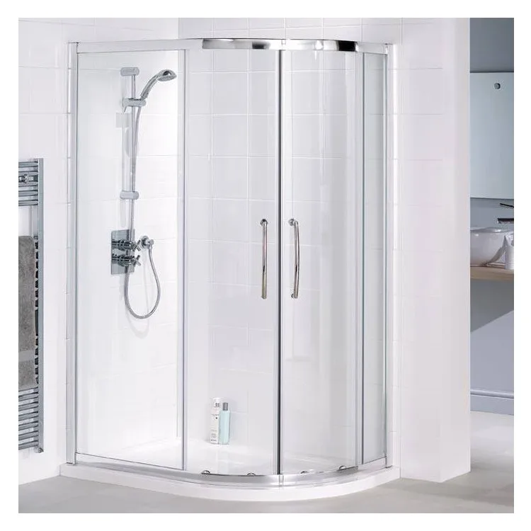 Bath Room Shower Set Textured Curved Glass Shower Door With Frame