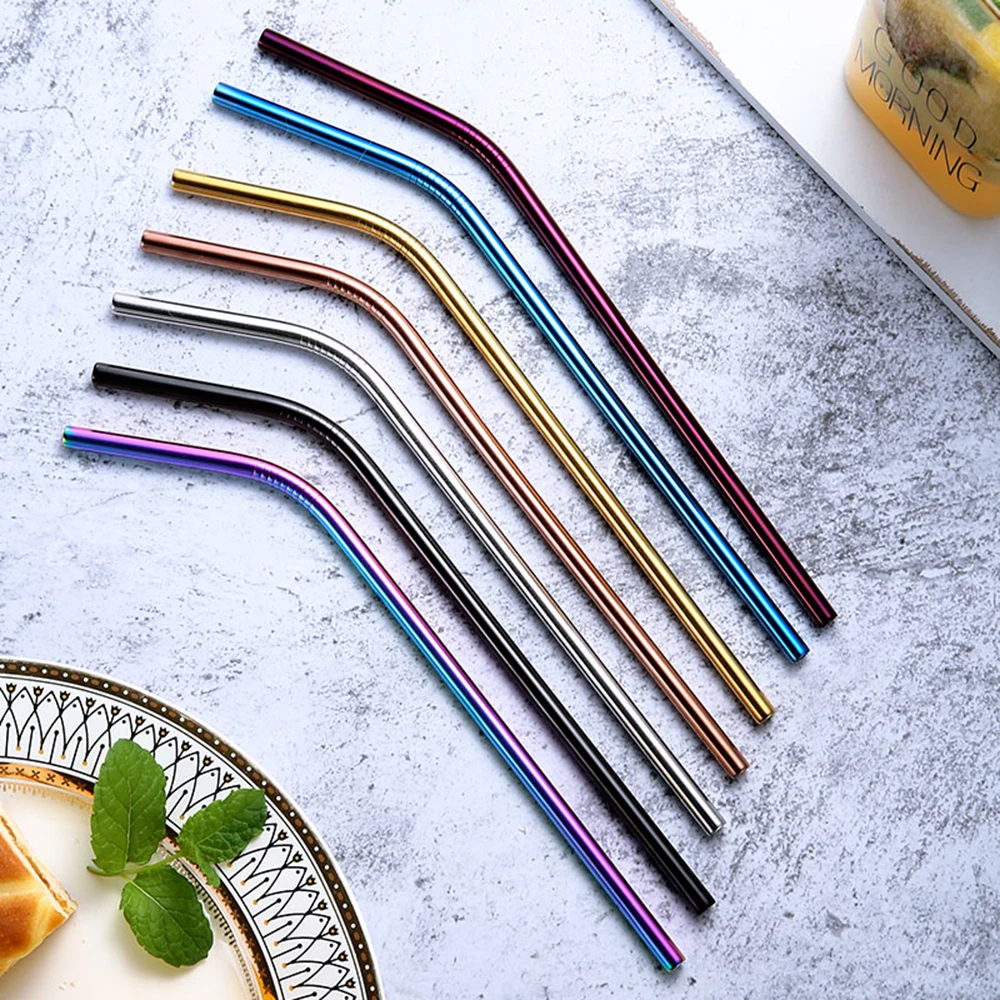 267*6mm 30oz Colorful Gold Straight Bent Reusable Ecofriendly Edible