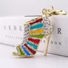 Wholesale Fashion Cute Key Ring High-heeled Shoes Key Chain Gift Bag Pendant Decor Alloy Rhinestone Keychain