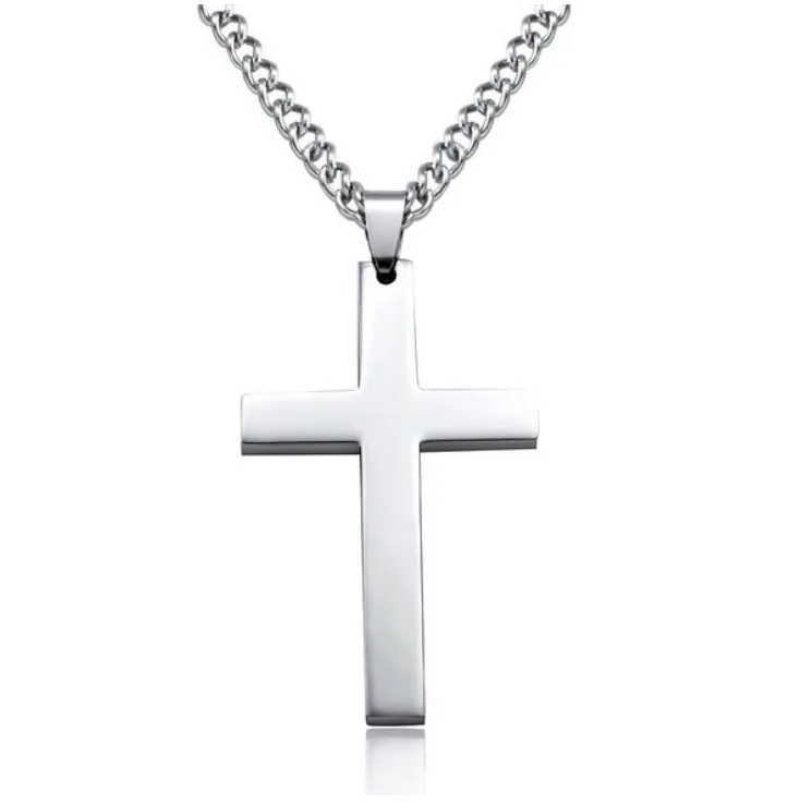 NEW Fashion Unisex's Men Silver plated Cross Pendant Necklace Chain Sliver Gift 