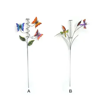 Butterfly Dragonfly Glass Decorative Rain Gauge Stake View
