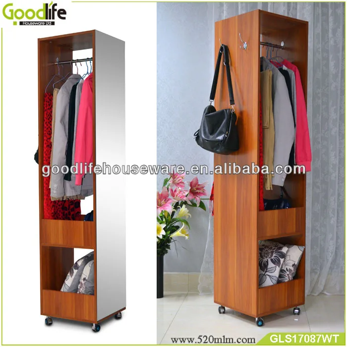 Movable Clothes Wardrobe Hotel Furniture With Dressing Mirror