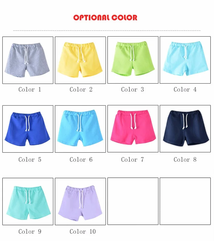 Custom Candy Color Girls Shorts Hot Summer Boys Beach Pants Shorts Kids Trousers Children Pants