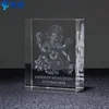 Customized design crystal glass 3 d laser ganesh statues cube