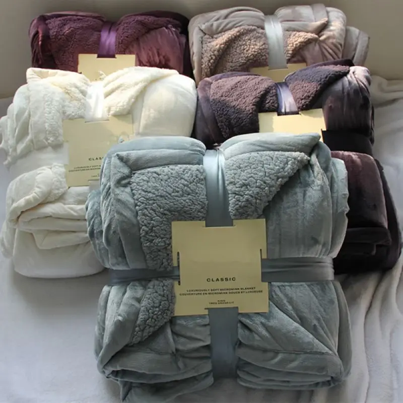 Sherpa Throw Blanket Navy Blue Twin Size Bedding Flannel Fleece Blanket