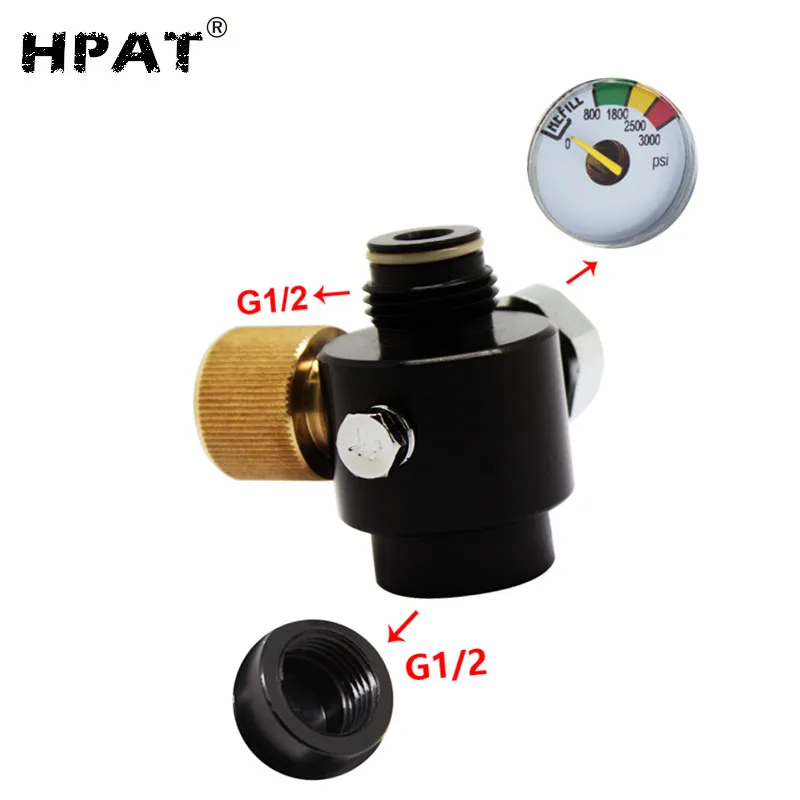 Paintball Tank Adjustable Regulator Paintball Co2 Valve 02000psi Black