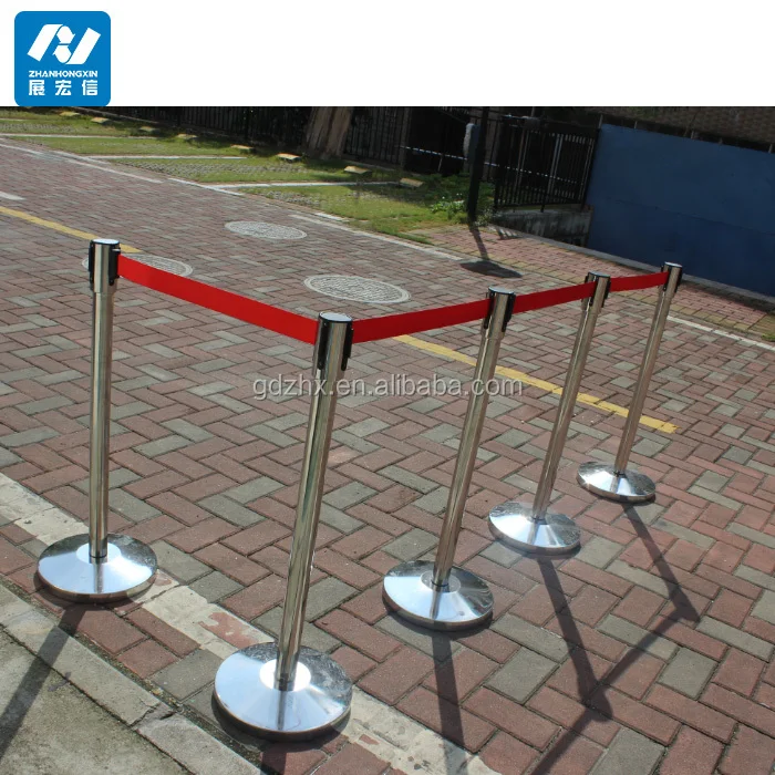 Chrome Retractable Belt Barrier 2m logo printed queue barrier