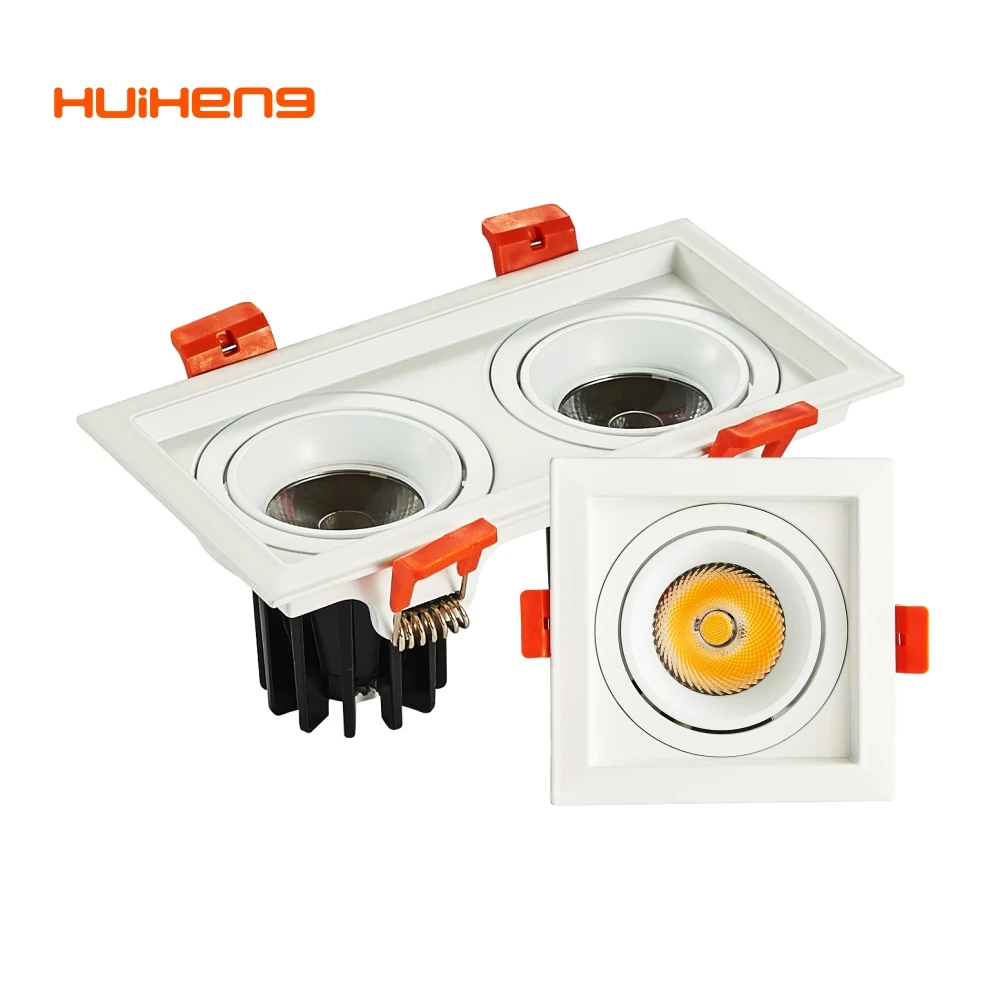 HH9 Mi-Light 7 w Detachable Recessed Ugr 2x2 4x4 Spot Ceiling Light 18W Adjustable Cob Twin Double Head Square Led Downlight