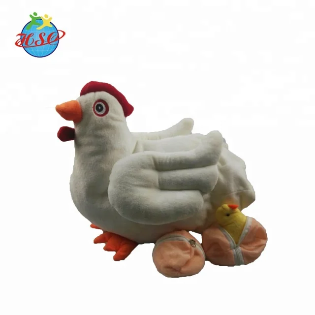 easter white hen stuffed plush toy with chicken eggs