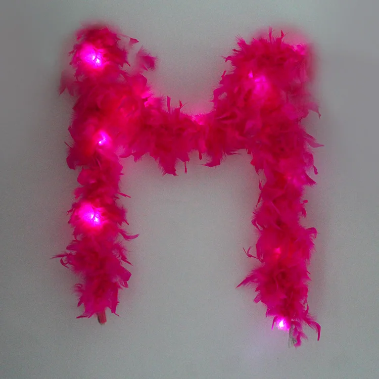 Bar Party Event Supplier Led Light Up White Feather Boa For Wedding