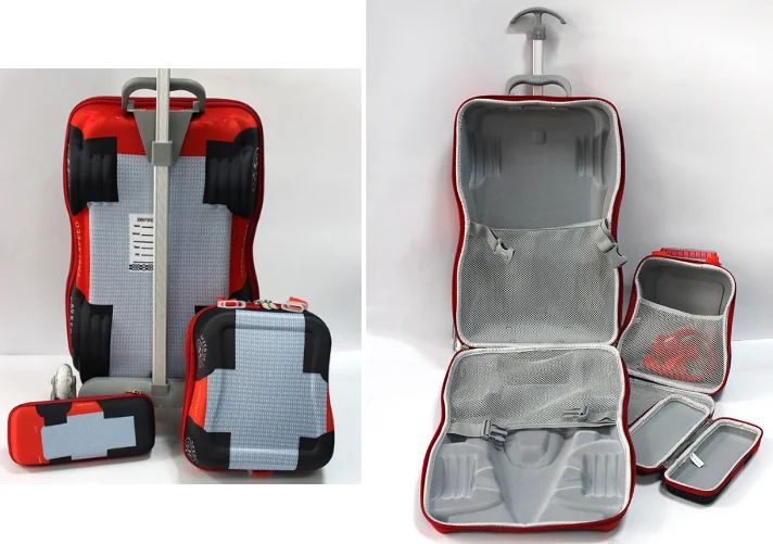 16'' 3D carton kids school bag set children trolley luggage case