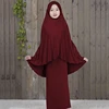 Wholesale Solid Color Muslim Kids Overhead Jilbab Two Piece Hijab Abaya Headscarf Prayer dress