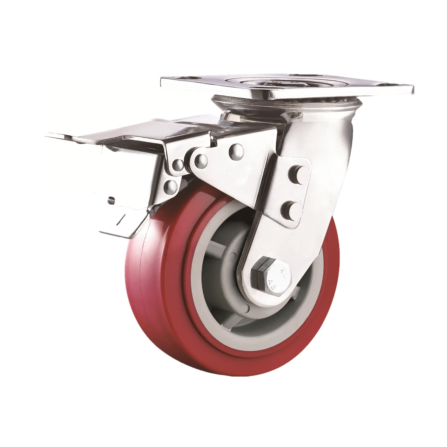 Zhongshan Factory Top Plate Swivel Double Brake 6 Inches Industry Double Ball Bearings Blue PU Caster And Wheel