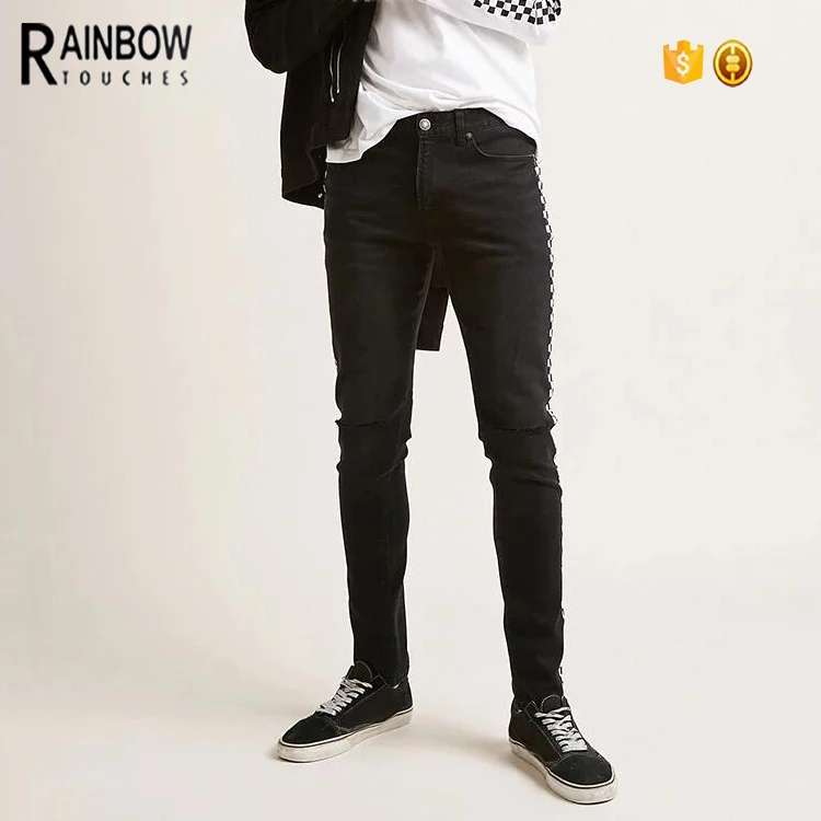 checkered stripe jeans