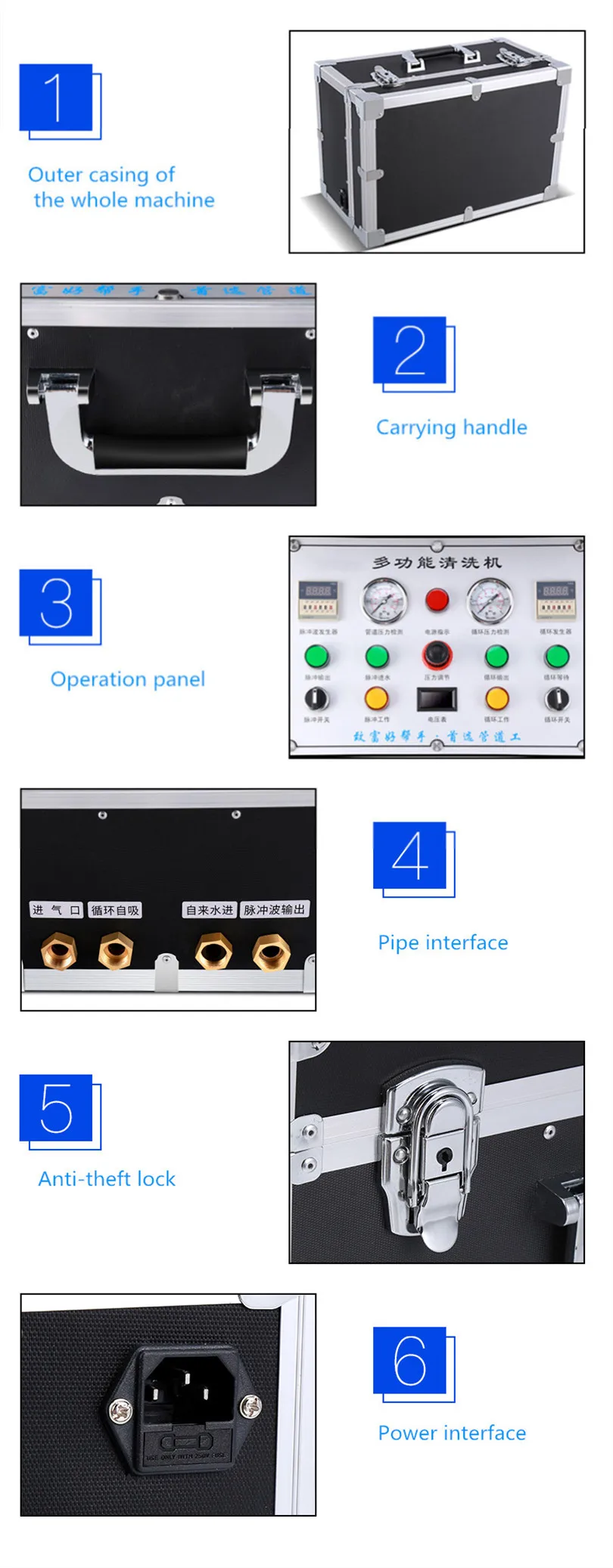 Water piping pulse cleaning machine