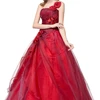 Puffy flower customize your own quinceanera dress red sweet 16 dress quinceanera