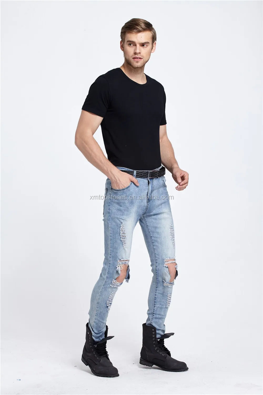 ripped jeans at the ankle