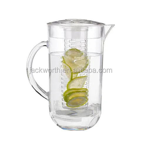 JD0645N Water Pitcher With Flavor Infusion  Iced Bevel Pitcher with Straight Filter  Fruit Infusion Pitcher   Plastic Pitcher