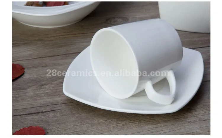 8"10" square plate 180ml cup with sauce,elegance fine porcelain luxury dinner set