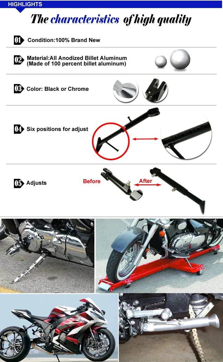 Motorcycle Adjustable Kickstand For Cbr250rr Cbr600rr Cbr1000rr Msx125