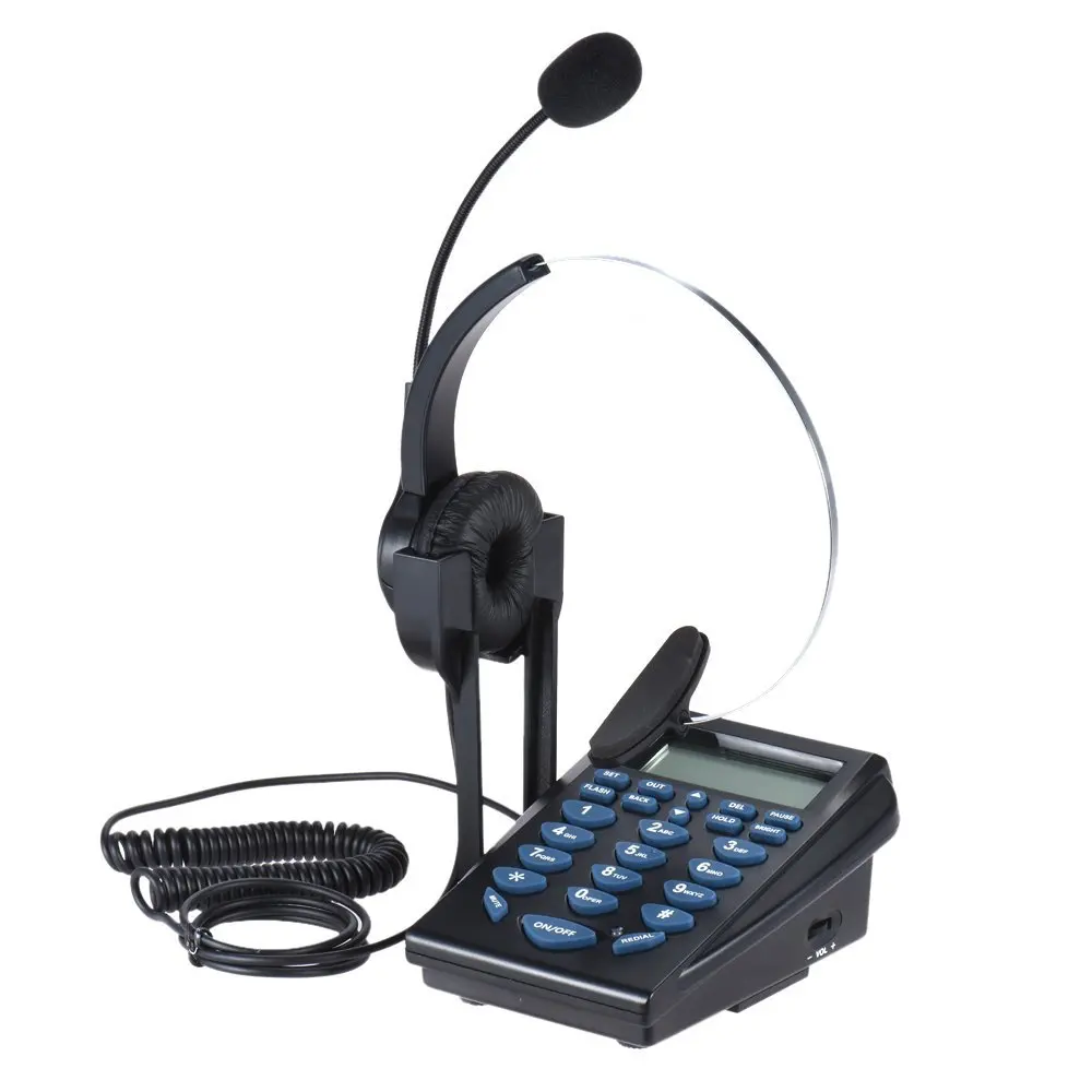 Docooler HT310 Telephone Business Headsets Caller ID Telephone Customer Service Call Center Phone with Noise Cancelling Headset, Corded Dialpad Telephone and Headphones for Office Business and Home