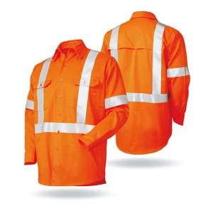 Hi Vis Reflective Safety Cotton Drill L/S Workwear Work Shirt Hi Vis Reflective Safety Cotton Drill L/S Workwear Work Shirt