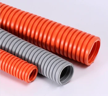 conduit corrugated flexible pvc plastic pipes tubing 25mm electrical larger orange