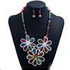 2017 Trendy Jewellery Faceted Cut Crystal Bead Necklace With Handmade Cloth Flower