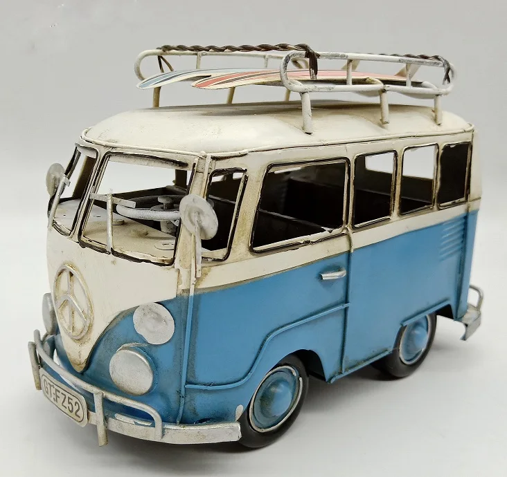 Vintage Beach Bus Miniatures With Skateboard Home Decor Craft For Kids ...