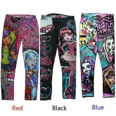 Hot Sale New Halloween Monster High Cartoon Printed Children Kids Girls Pants Leggings