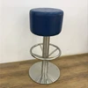 blue leather round backless bar stools seat height