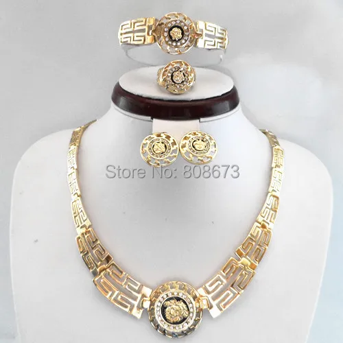 18K Gold Plated Or Platinum Plated Jewelry Sets Medusa Hot Selling Lion Head Myth Necklace Sets