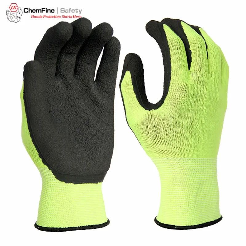 Hi-vis Construction Work Gloves 13g 15 Gauge Polyester Knitted Liner ...