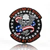 Custom skull and usa flag patch 3D woven fabric iron on embroidered us navy patches