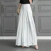 2019 fashion pleated office ladies loose pants women wide leg casual white trousers