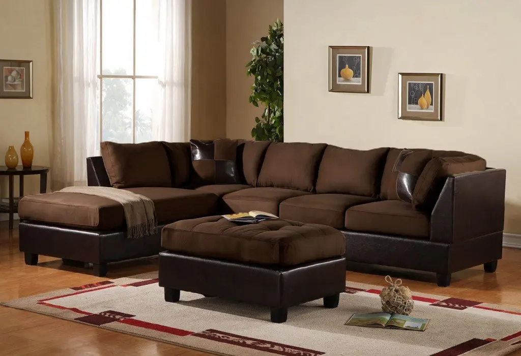 Buy 3 Piece Modern Microfiber Faux Leather Sectional Sofa