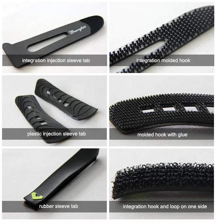 High quality sportswear micro injection customized pvc hook&loop Strap sleeve tabs