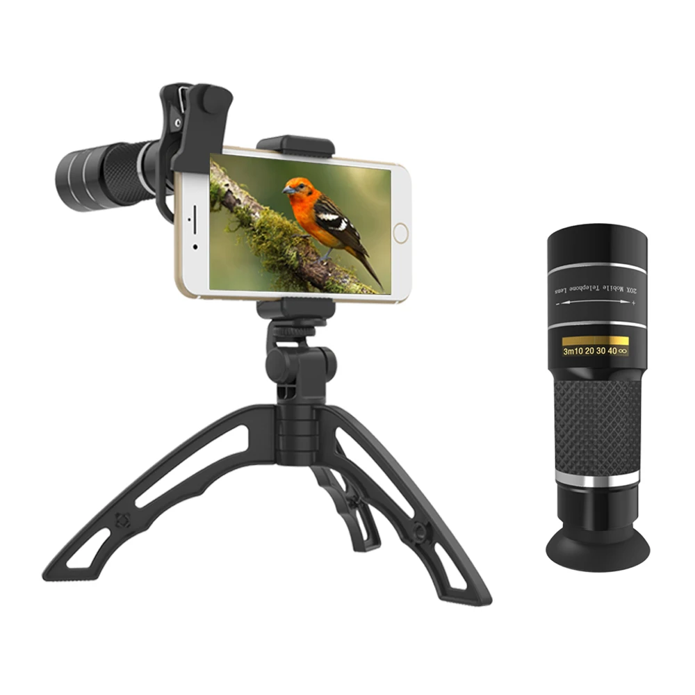 Portable Clipon Camera Attachment Telescope 20x Lens Universal Optical