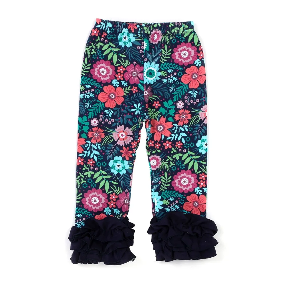 New Design Infant Toddlers Girl Icing Leggings Solid Color Ruffle Icing