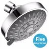 Shower Head High Pressure 4 Inch 5-setting Adjustable Shower Head Rainfall, Rain Shower Head 2.5 gpm Showerhead Flow Restrictor