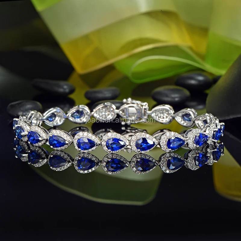 Joacii Women Fashion Sapphire Gemstone Sterling Silver Tennis Bracelets