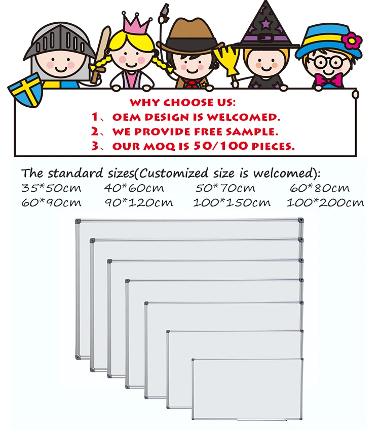 Professional aluminum frame ceramic steel whiteboard ,magnetic white board