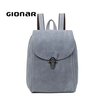 2019 Gionar Factory Price Soft Crazy Horse Style Grey Vintage Backpacks Online Las Leather Back Bag Small Handbags